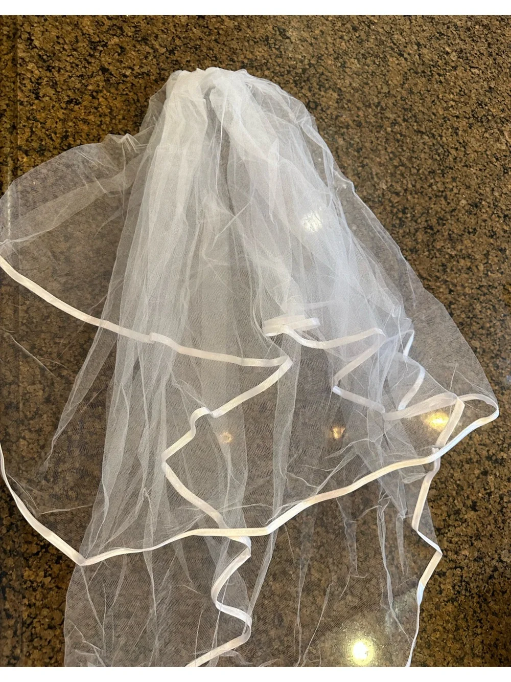 White Tulle Veil with Satin Edge - Home Accents